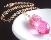 Hot Pink Topaz and Pink Sapphire Gemstone Necklace