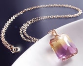 14k Natural, Untreated Ametrine Gemstone Necklace