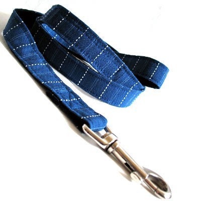 Eco Dog Leash - Recycled Blue Suit Stripe Cotton