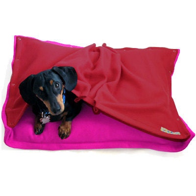 Eco Pet Bed - Recycled Pink Red Fleece