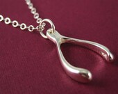 SALE --- Silver Wishbone Necklace