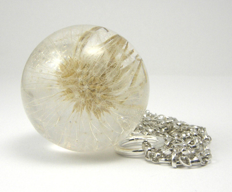 Dandelion Pendant, resin pendant, floral pendant, resin necklace