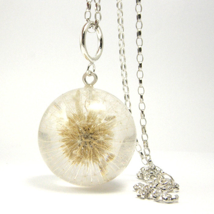 Dandelion Pendant, resin pendant, floral pendant, resin necklace