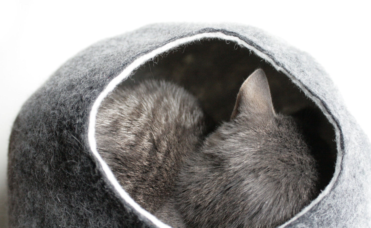 Warm Gray Stone - Hand Felted Wool Cat Bed / Vessel - Crisp Contemporary Design