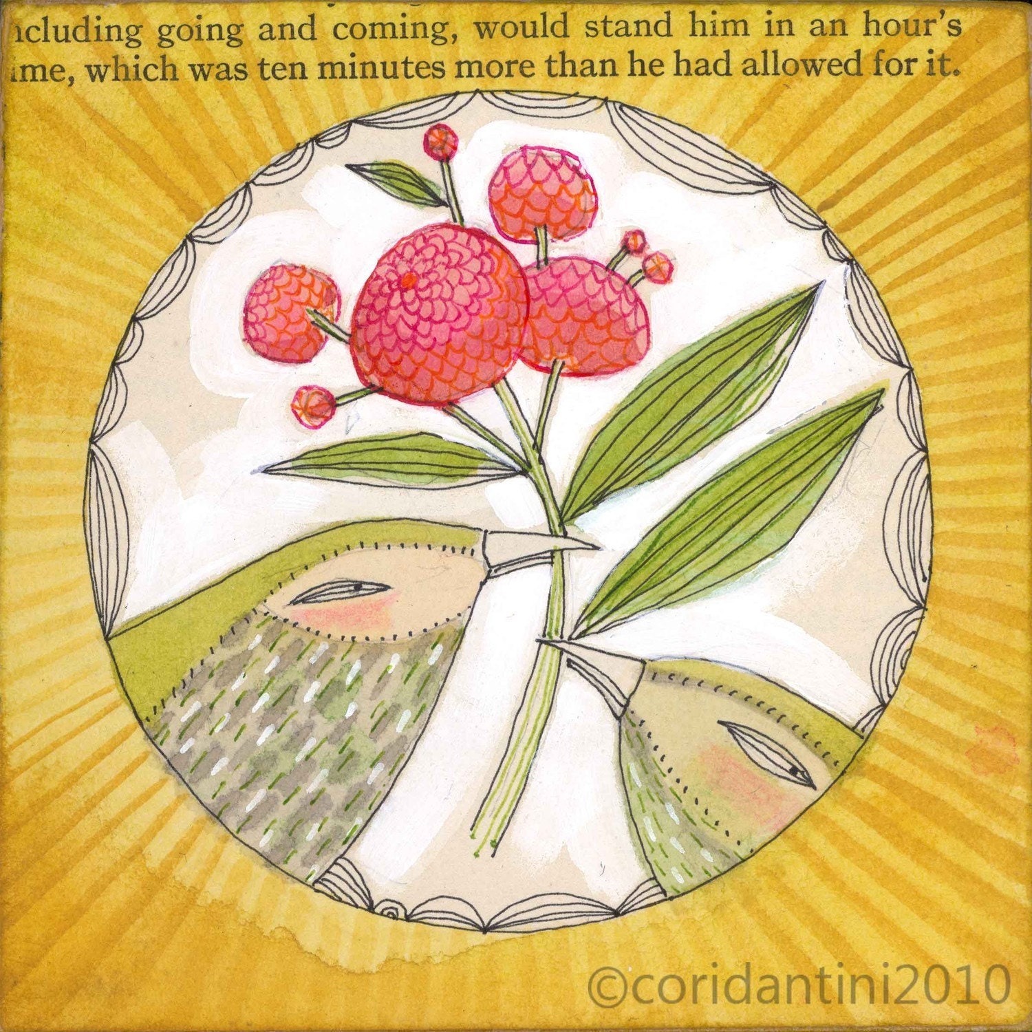 bird art - just for you -  8 x 8 - limited edition - archival - by cori dantini