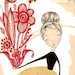 whimsical mixed media illustration of a woman holding flowers - Believe - 5 x 10 inch limited edition archival print by cori dantini