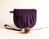 Wedding Pleated Wristlet Purple Rosebud Bridal Clutch Purse Bridesmaid Clutch, Pouch, Wristlet, Purse  by Lolos