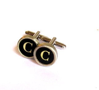 Letter C Initial Vintage Typewriter Keys Cufflinks Cuff Links