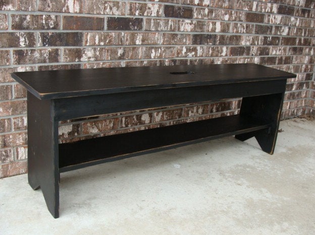 Wood Storage Bench Coffee Table Entryway Mudroom Bench Boots Shoes Organizer Cottage Farmhouse French Country Black