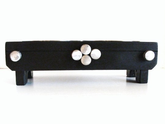 Dog Feeder or Cat Bowl Holder Modern Industrial Feeding Station Reclaimed Iron Accents Black
