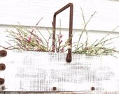 Wood Tray Planter Box Garden or Home Decor Wine Beer Caddy Wooden Box Storage Box Beach Cottage French Country White Iron Handle & Studs