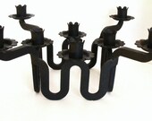 Handmade Steel Candle Holder Blacksmith Forged Tabletop Chandelier Candleholder Early Lighting Industrial Modern Steampunk Black