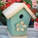 Shabby Cottage Chic Birdhouse Aqua Blue Birdhouse Metal Flower Birdhouse