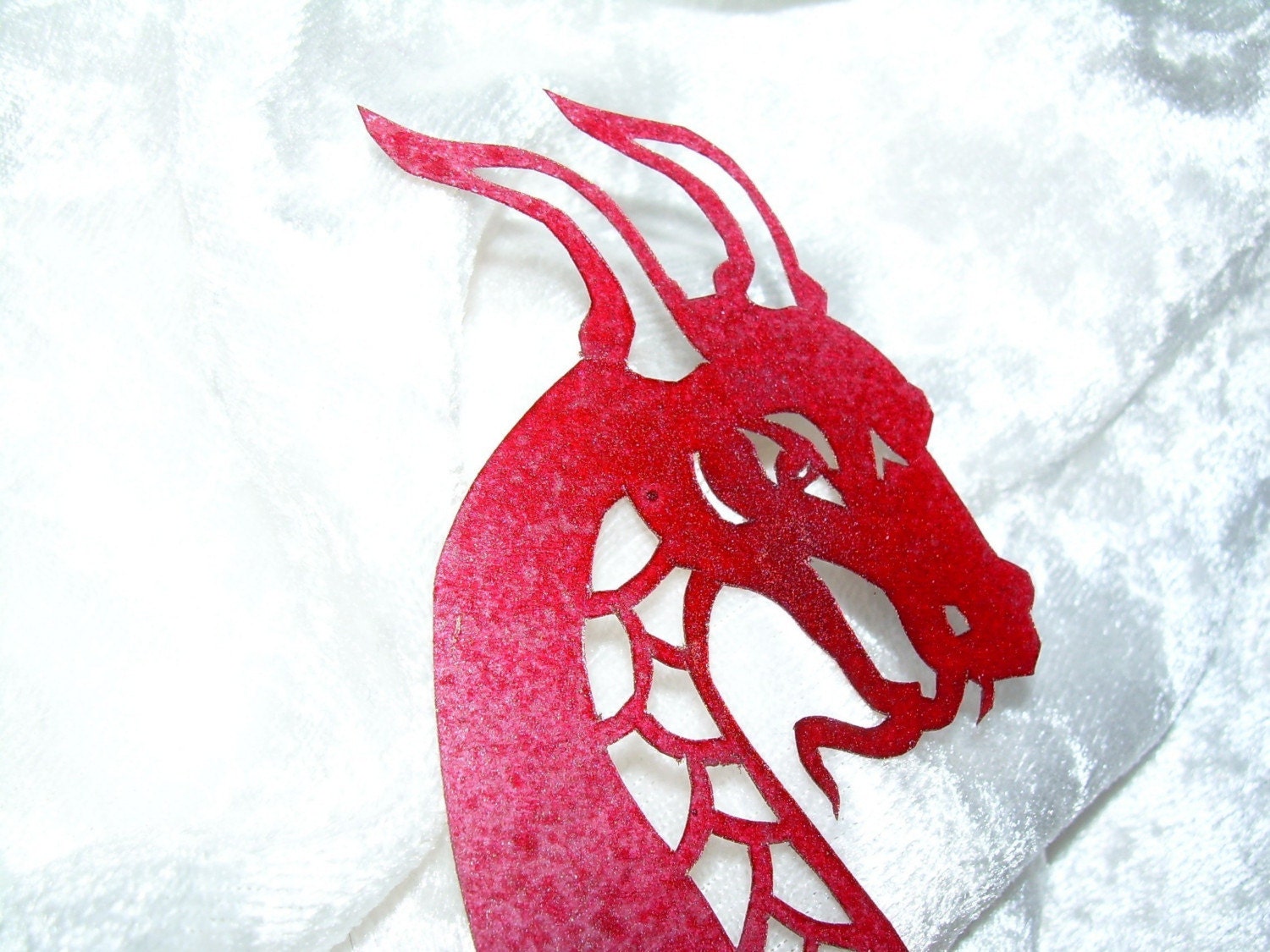 Western Dragon in Red Papercut Bookmark