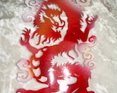 Asian Dragon in Red, Papercut Wall Art