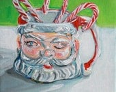 Santa Mug orginal painting by Polly Jones