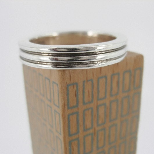 Modern wedding band - ridge texture - blackened - mens wedding band - metropolis size 8.5