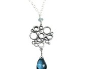 Bubble necklace - london blue topaz - recycled sterling silver - artisan metalsmith - Champagne