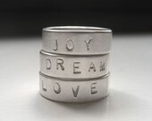 Hand stamped, personalized band ring, sterling silver band, artisan metalsmith, custom MUSE dream