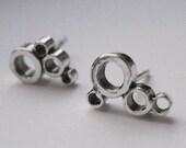 Tiny stud earrings - recycled sterling silver - Modern bubbles - geometric circles - ready to ship