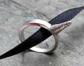 Fantasy narwhal and unicorn horn ring - artisan metalsmith - recycled sterling silver - oxidized - ready to ship - Size 7
