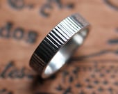 Mens wedding band - coin texture - oxidized -  recycled sterling silver - industrial - urban - made to order