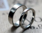Palladium wedding band set - wedding rings - modern - alternative metal - mens wedding band - custom - made to order