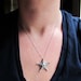 Silver starfish necklace - recycled sterling silver - ocean - beach - oxidized - raw collection - 18 inch chain