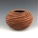 Round Carved Sculptural Ceramic Pottery Vessel: Rich Red Naked Clay