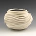 Carved Sculptural Ceramic Pottery Vessel: Creamy Porcelain