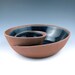 Small Red Clay Chip and Dip Serving Bowl with Black Glaze