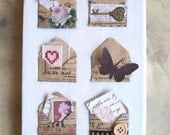 Original art mixed media collage small canvas Remembered Love