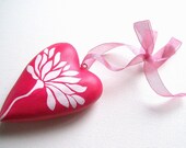 Original gift idea custom wood heart ornament with flower hand-painted / choose your own colors