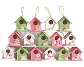 50 mini birdhouse wedding favor decorations wood shabby chic