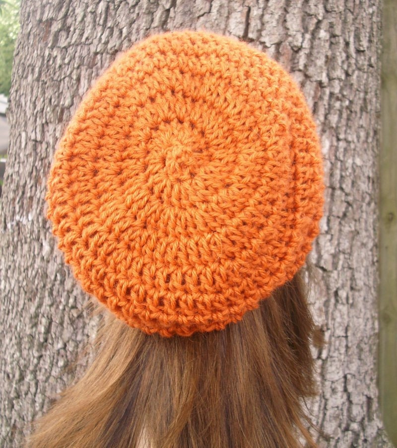 Hand Crocheted Hat Womens Hat - The Weekender Slouchy Hat in Tangerine Tango Alpaca