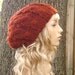Hand Knit Hat Womens Hat - Cable Beret Hat in Rust Orange