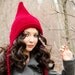 Hand Knit Hat Womens Hat - Pixie Hat in Red Cranberry