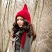 Hand Knit Hat Womens Hat - Pixie Hat in Red Cranberry - READY TO SHIP
