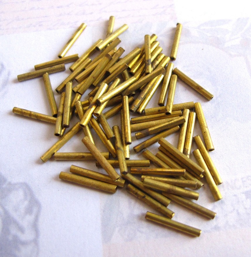 Vintage Brass Tube Beads (40X) (M522)