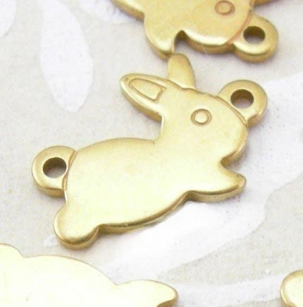 Raw Brass Baby Bunny Charms 4X (M514)