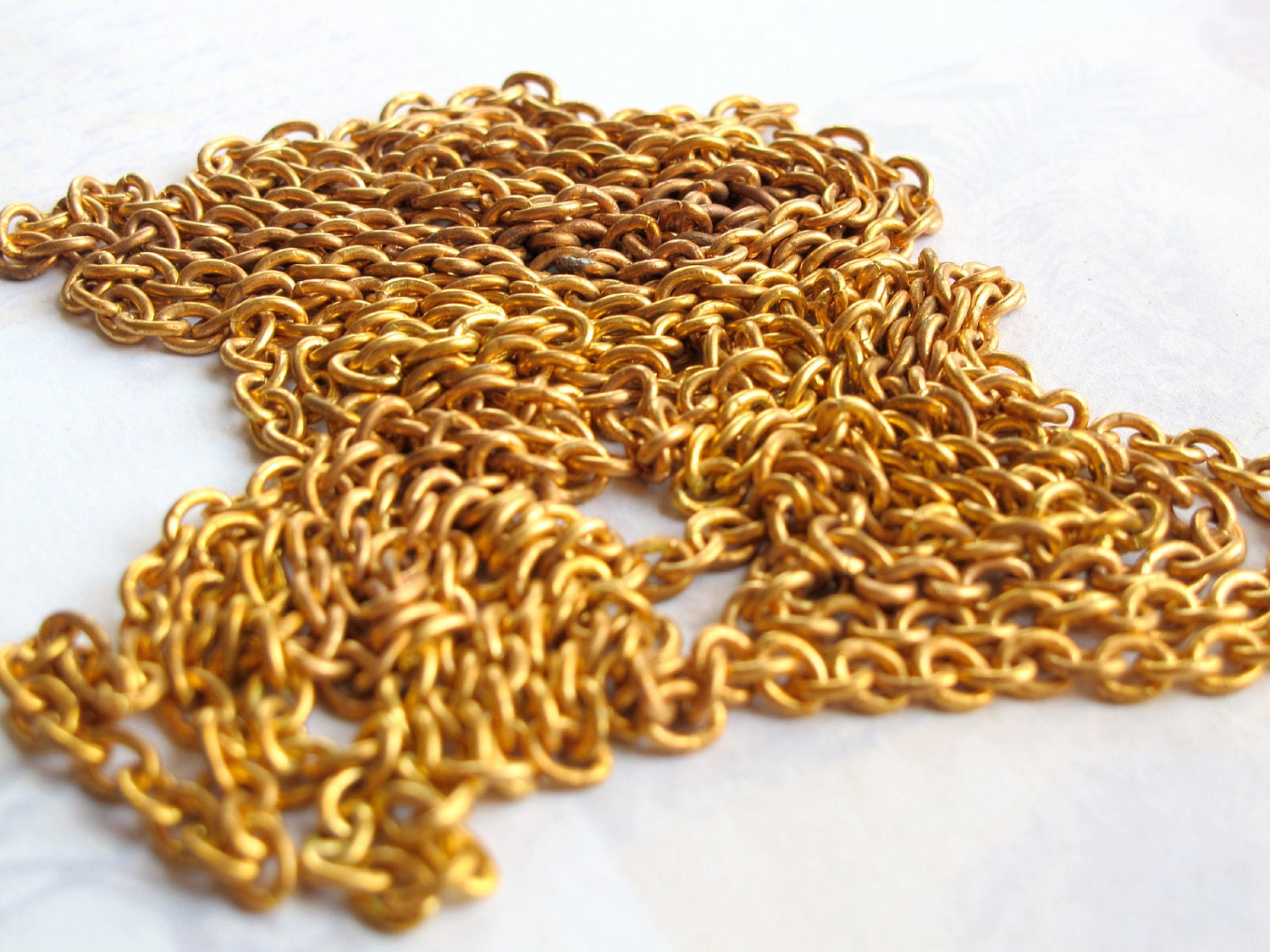 Vintage Rambling Rose Production Line From Avon Brass Cable Chain (6 Feet) (C584-A)