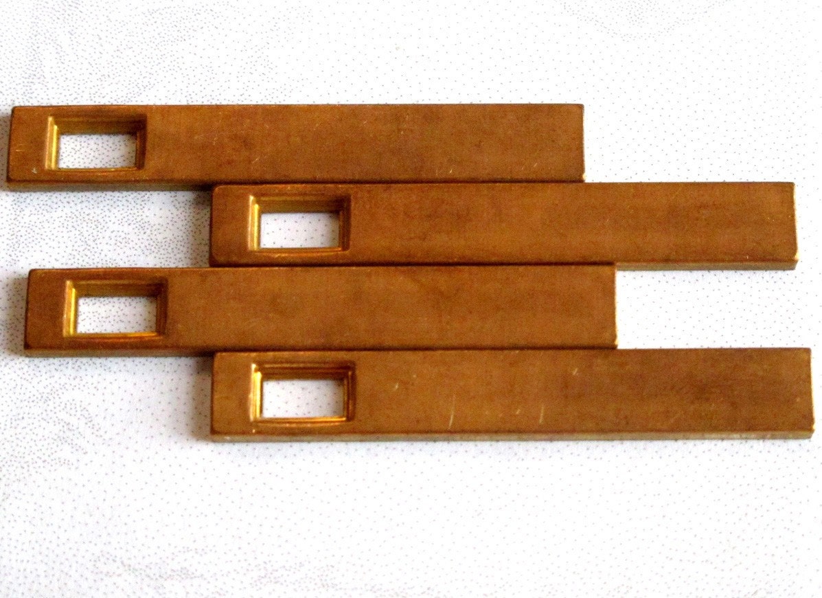 Vintage Red Brass Rectangle Pendants (8X) (M688 -A)