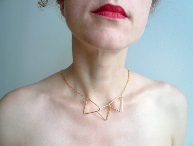 3 triangle 18k Vermeil necklace