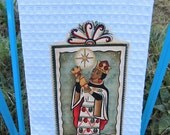 Los REYES Magos KINGS Holiday Kitchen Towel CUSTOM Black Dotted Ruffle