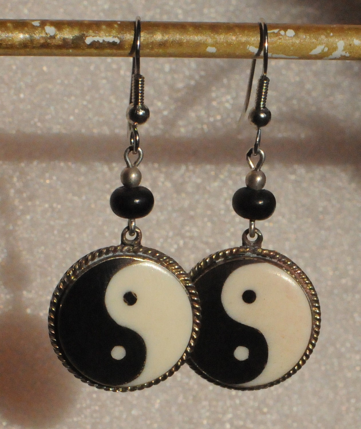 Yin Yang Earrings (Buffalo Horn & Bone)