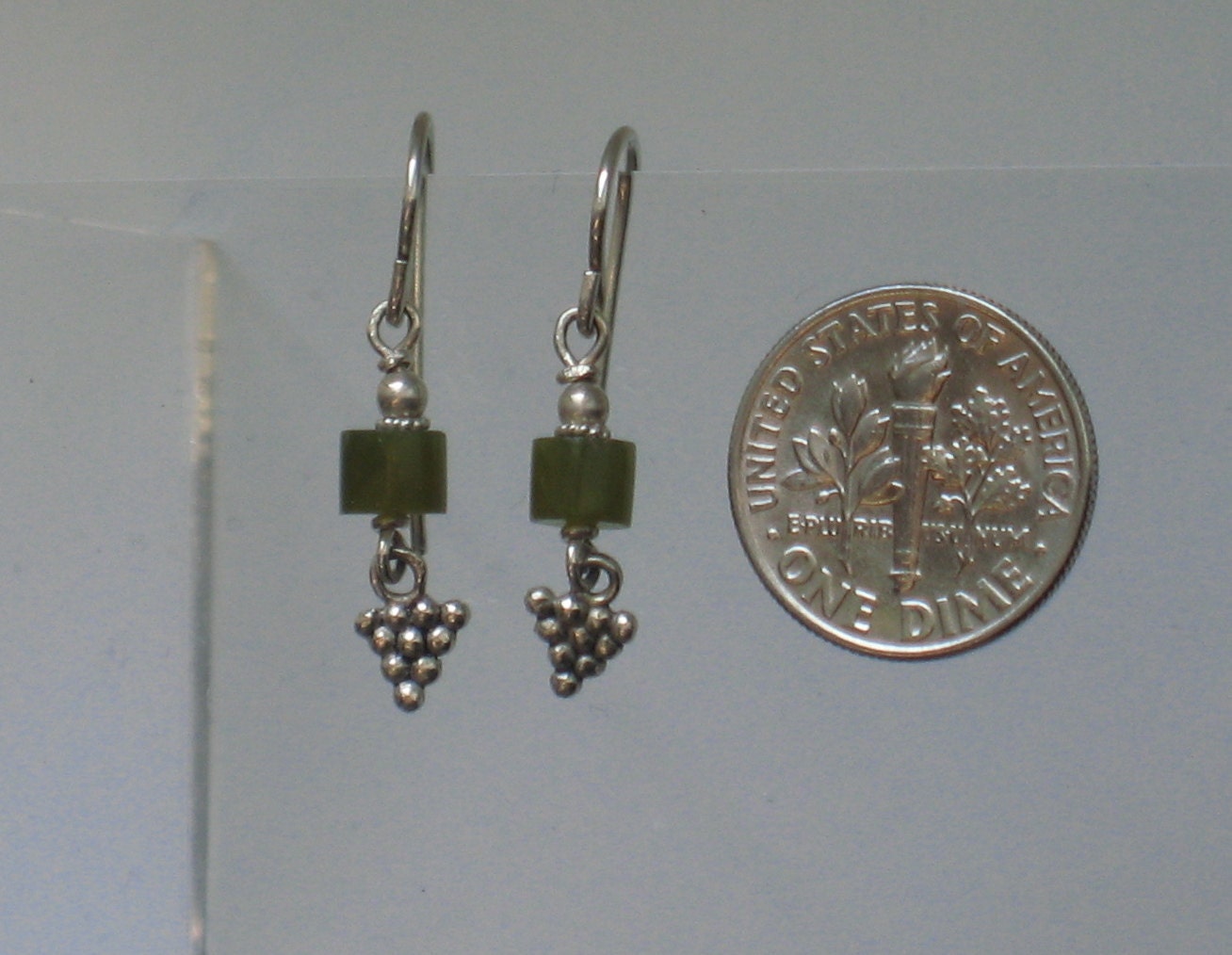 Green & Silver Grape Earrings
