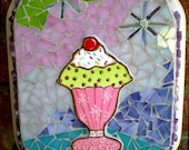 Ice Cream Sundae Mosaic Stained Glass Wall Hanging