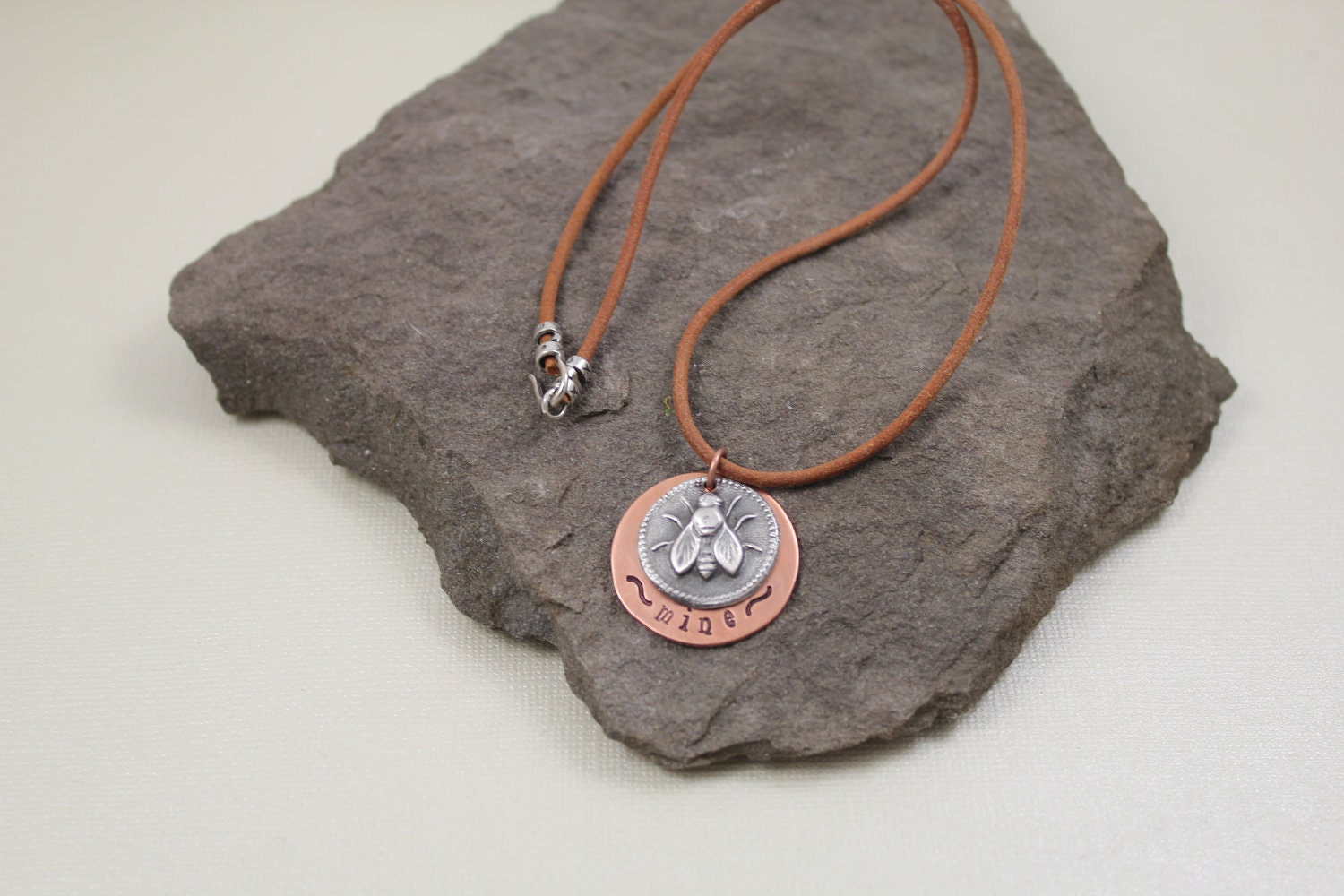Bee Mine- Fine Silver and Copper Necklace