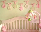 Children Kids Baby Wood Round HANGING WALL LETTERS Nursery Decor