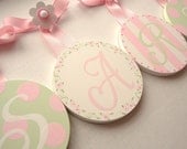 NEW  Handpainted Round Kids Baby Nursery Hanging WALL LETTERS